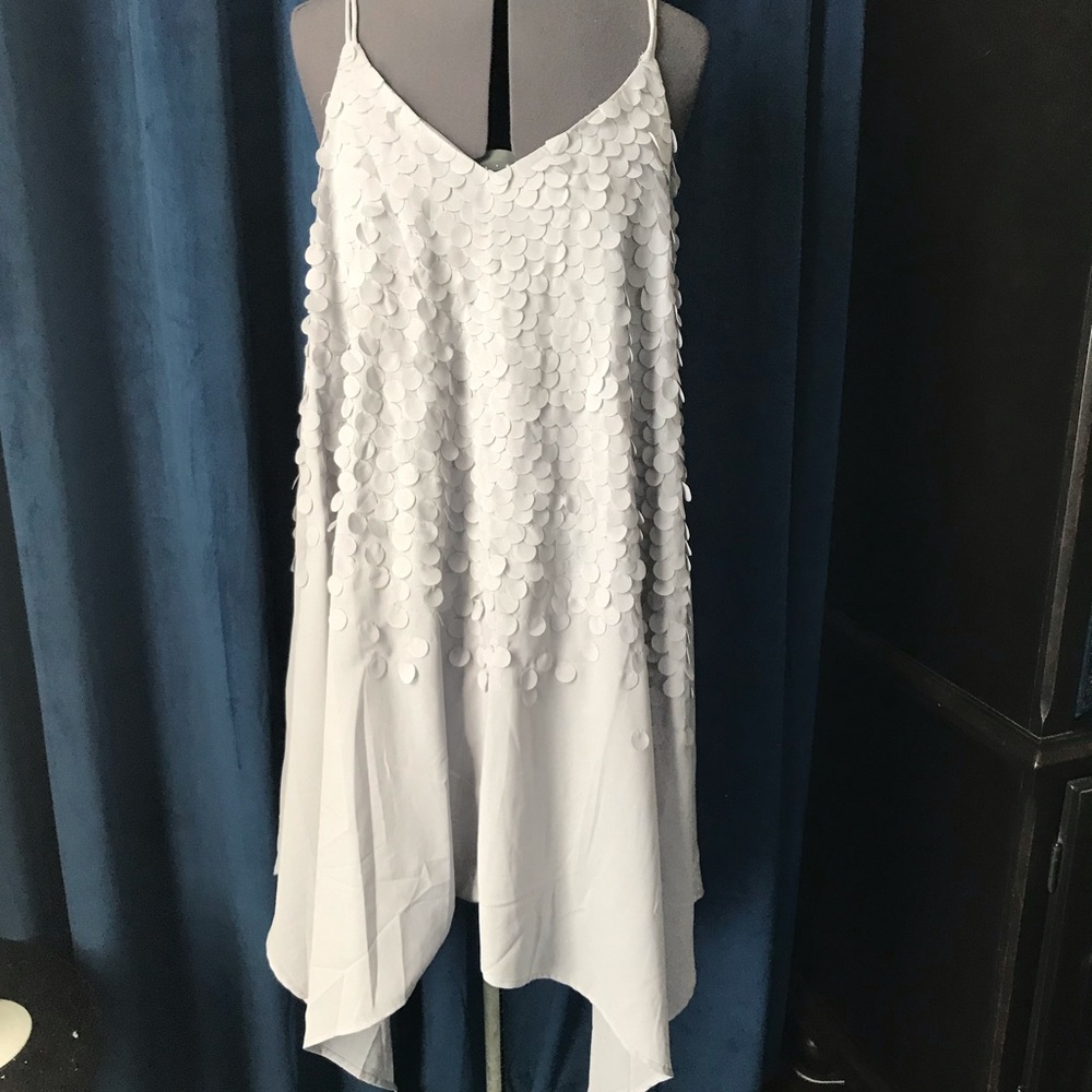ModCloth Asymmetrical light grey strappy dress
